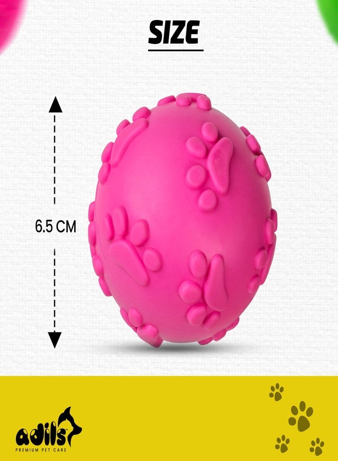 ADIL'S Natural Latex Dog Chews Ball Toy for Small to Medium Dogs & Puppies, Bite-Resistant, and Non-Toxic Rubber Puppy Chew Balls with Paw Print Design for Playing (Pink) - Image 3